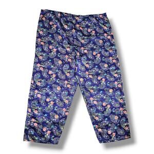 Avenue Body Satin Floral Paisley Pajama Lounge Pants Purple Plus Size 22/24